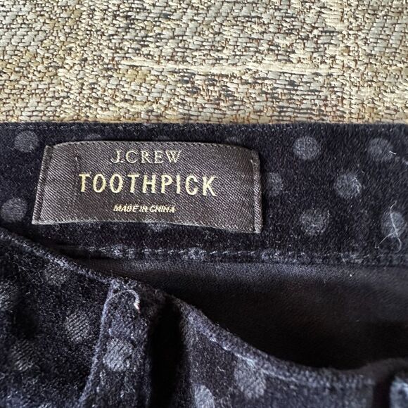 J.Crew Toothpick Women's Pants Blue Polka Dot Velveteen Ankle 29 *Read 32x26.5 - Picture 9 of 11